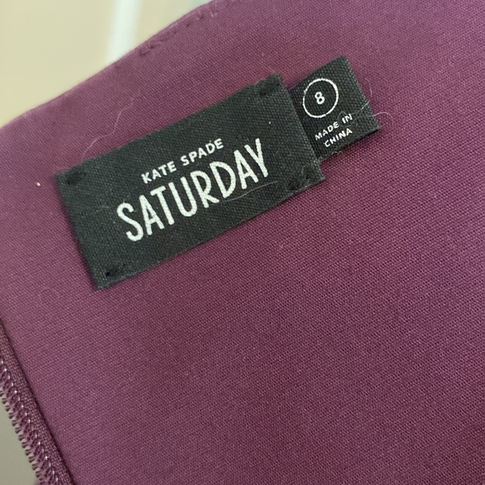 Kate Spade Saturday Slash pocket shift eggplant 1/2 sleeve darted 8 square dress - Picture 10 of 15